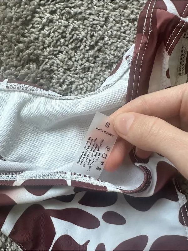 Brown and White Giraffe Print Triangle Bikini - Image 4