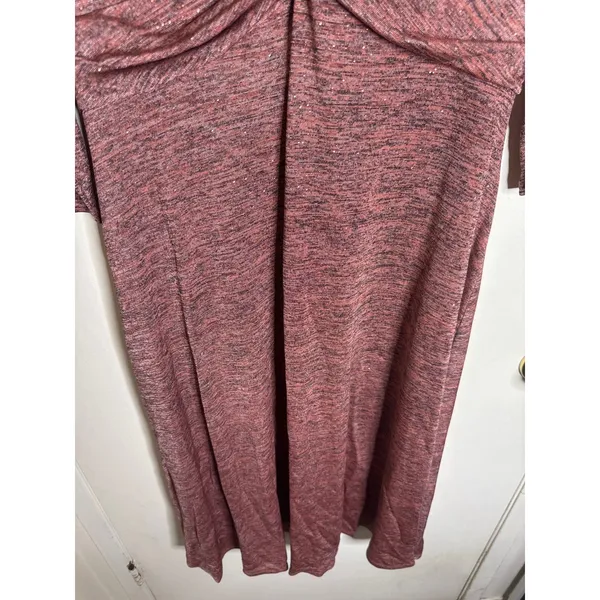 Anne Klein Space Dye Knot Front Midi Dress V-Neck 3/4 Sleeve Pink Combo L - Image 3