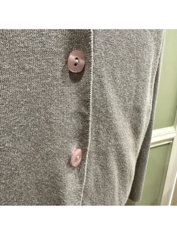 Talbots Light Gray Cotton Rayon Button Cardigan Sweater Size M - Image 4