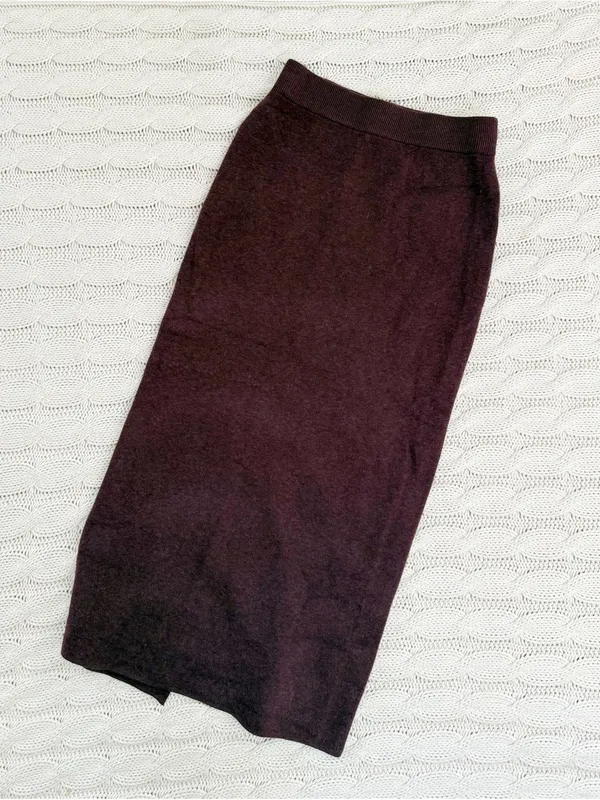 a new day Ribbed Knit Maxi Skirt in Deep Burgundy - Image 2