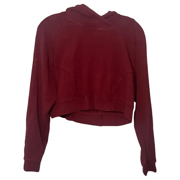 Alphalete Cropped Hoodie Burgundy Maroon Athleisure Gym Sweatshirt‎ Sz Medium - Image 2