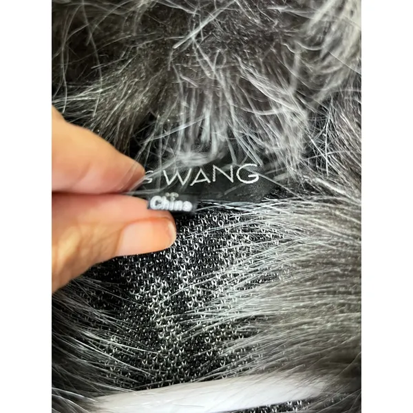 Ming Wang L Black Gray Animal Print Faux Fur Collar Statement Jacket Y2K Baddie - Image 6