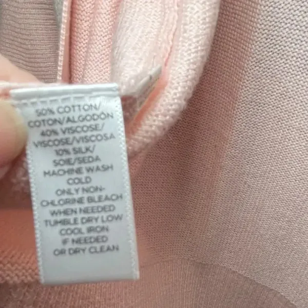 Ann Taylor LOFT Pink Silk Blend Cardigan Small Open Front Bell Sleeve Wrist Tie‎ - Image 7