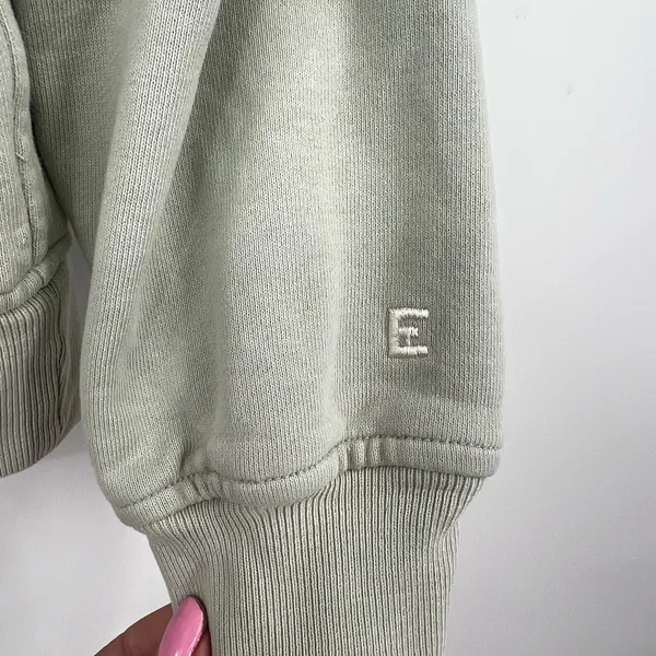 Everlane sage green The Organic Cotton Varsity Cardigan sweater front button XS - Image 6