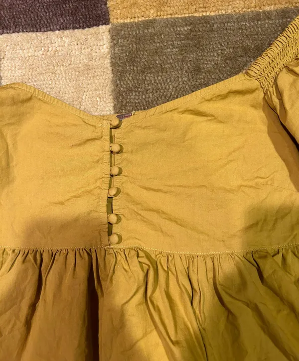 Free People Veronica Sweetheart Blouse Top Off The Shoulder Oversized Yellow XS - Image 2