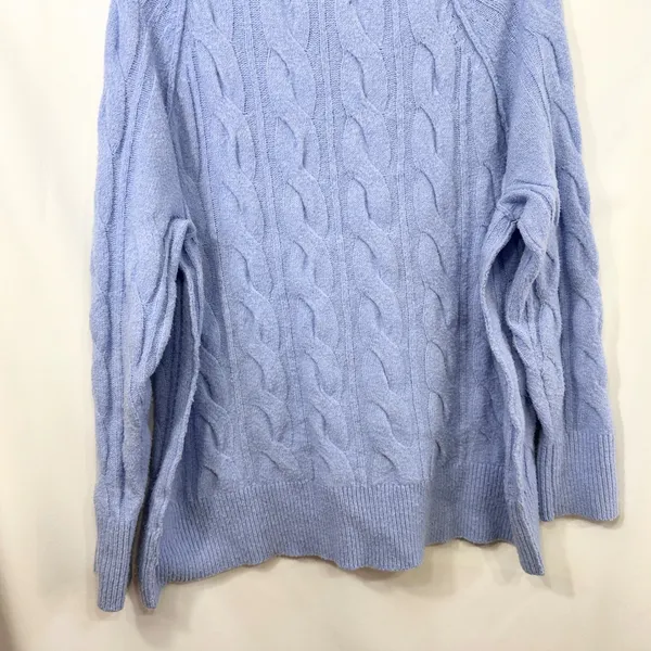 Aerie Small Sweater Cable Knit Periwinkle Blue Raglan Crew Academia Preppy 1691 - Image 5