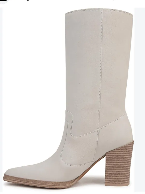 Franco Sarto® Jaxon midcalf Suede boot, White Chalk, Size 7.5, NWOT Display pair - Image 2