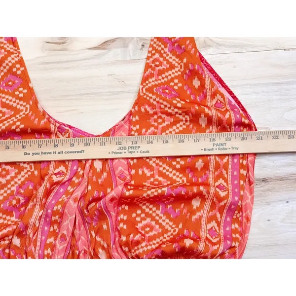 Free People Halter Top Womens M Orange Pink Paisley Floral Boho Festival - Image 9