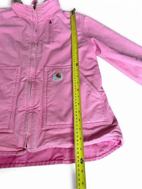 VTG Carhartt Women's RARE Pink Sherpa Lined WIP Work Jacket Size M WJ022 PKR - Image 9