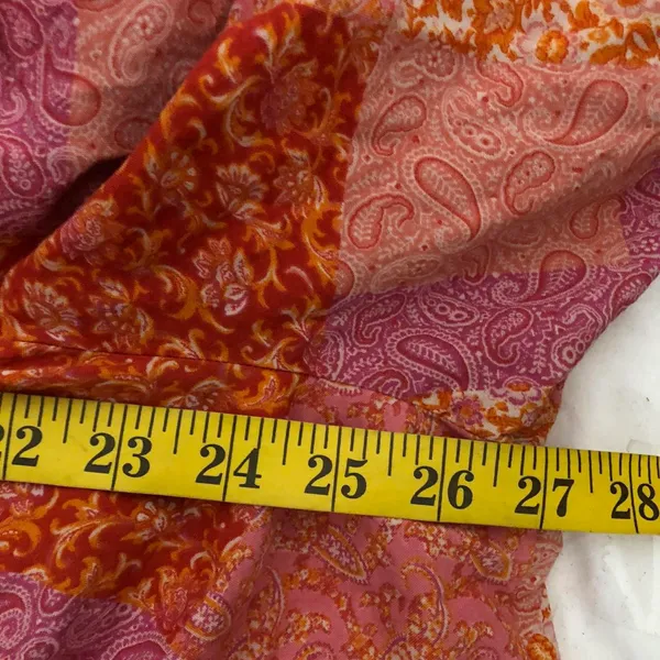 Boho hippie indie western Orange pink floral blouse with ruffled Long sleeves - Image 5