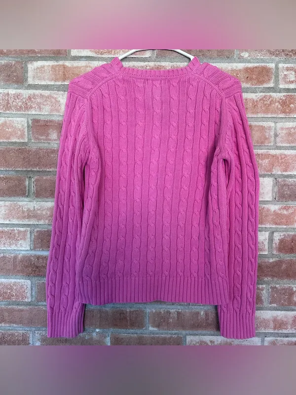 Lilly Pulitzer Cable Knit Sweater Crewneck Women’s Small Pink Preppy Cotton - Image 5