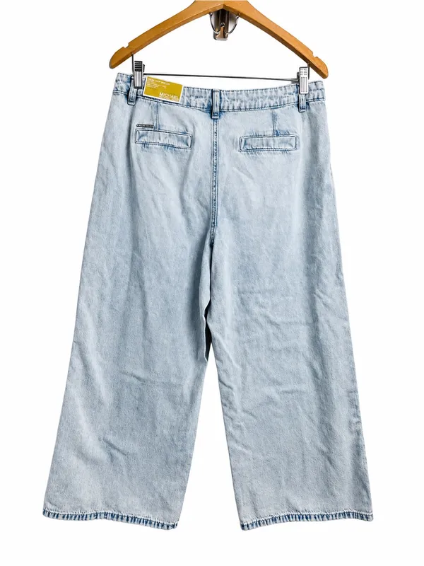 NWT Michael Kors Selma High Rise Crop Wide Leg Jeans Light Wash Size 10 - Image 4
