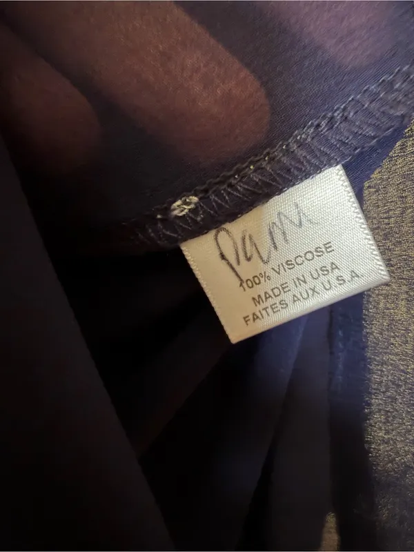 Misa Los‎ Angeles Navy Blue Sheer Ruffle Blouse Size Small - Image 4