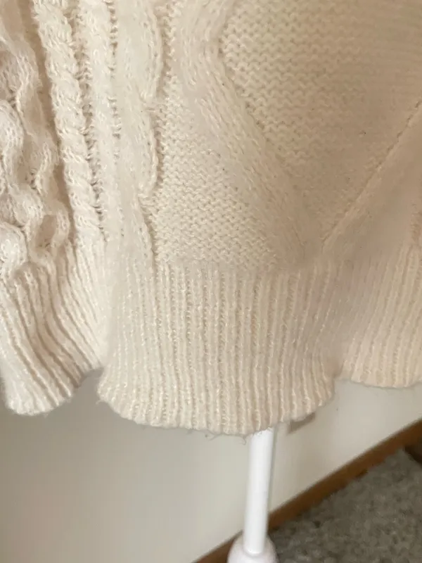 Aelfric Eden Chunky Cable Knit Oversized Fisherman Sweater Cream Medium - Image 6