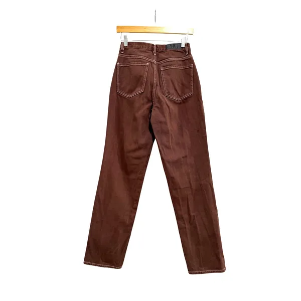 PacSun Brown Dad Jeans High Rise Straight Leg Contrast Stitch Size 25 Button Fly - Image 2