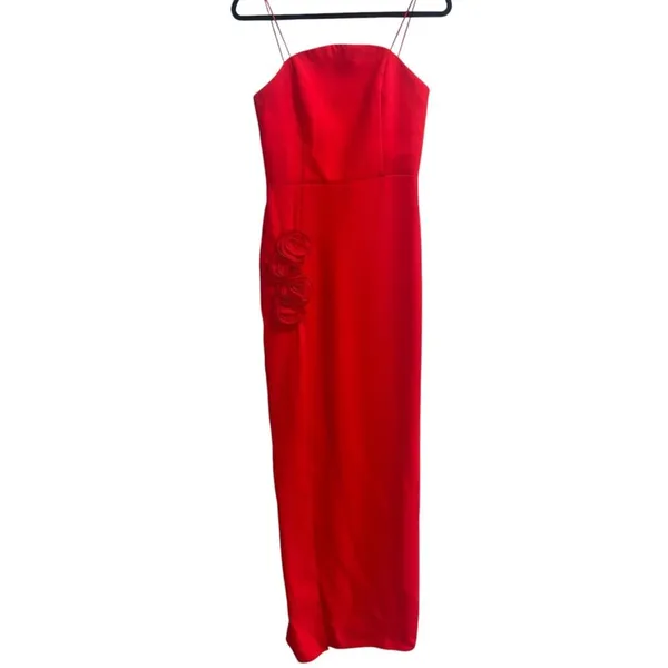Amanda Uprichard X Revolve Wolfe Maxi Gown In Crimson Red Rosettes - Image 4