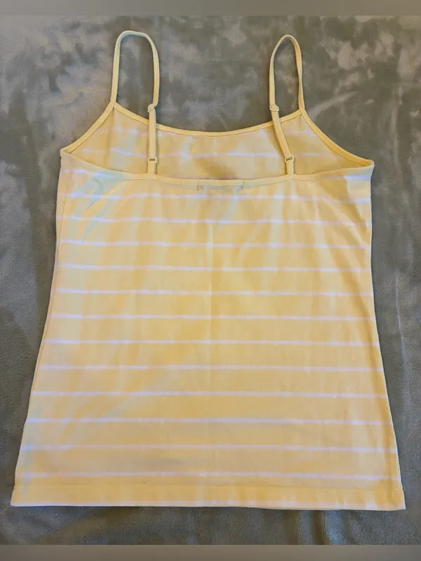Women’s Forever 21 Brand Yellow Stripe Spaghetti Strap Tank Top - Size Medium - Image 3