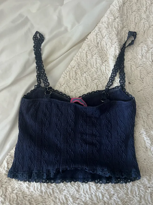 Edikted Navy Lace Tank Top - Image 3