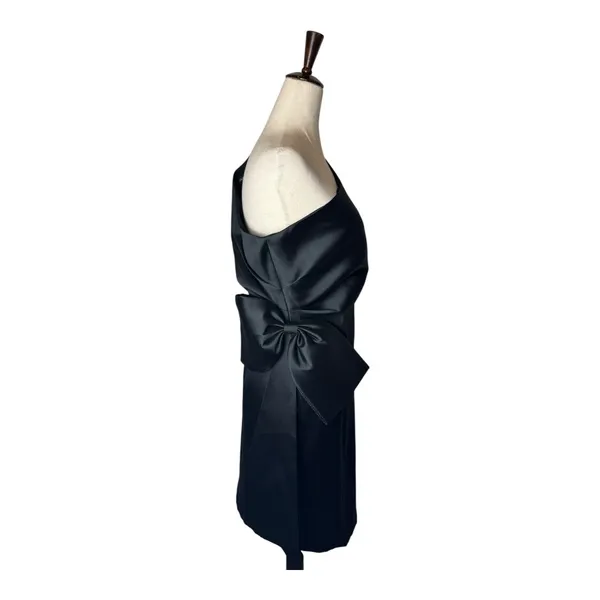 Sachin & Babi Dress Women 10 Black Satin One Shoulder Bow‎ Mini Cocktail Party - Image 7