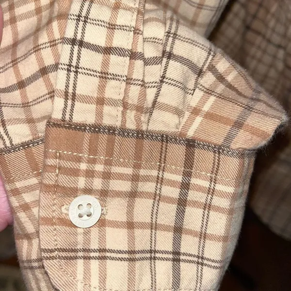 Lauren Ralph Lauren tan & brown plaid button down medium‎ - Image 5