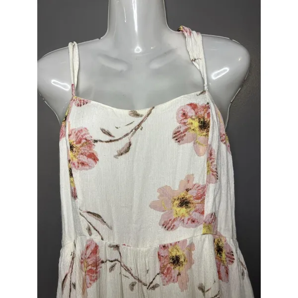 Kimchi Blue Romper Womens Medium White Floral Smocked Double Strap Boho - Image 2