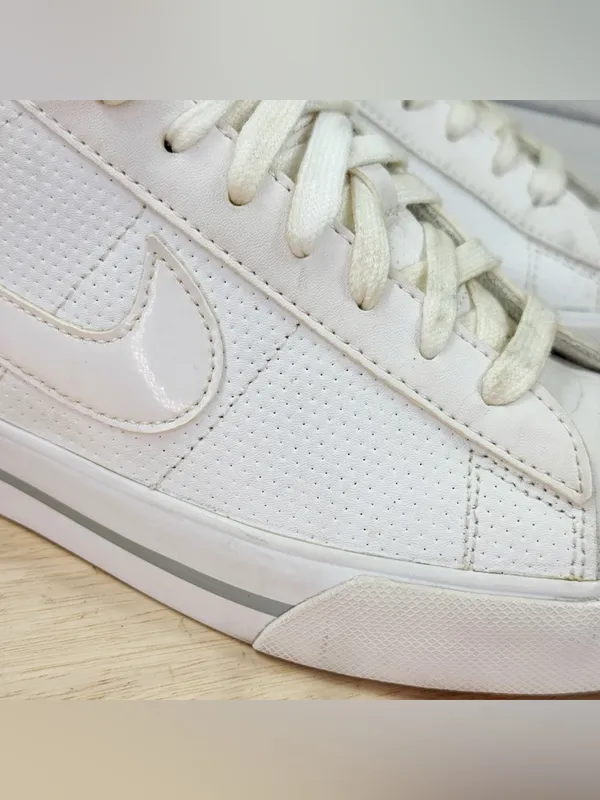 Nike Sweet Classic Perforated Leather Low Top Sneakers White Pink 7.5 354496-110 - Image 7