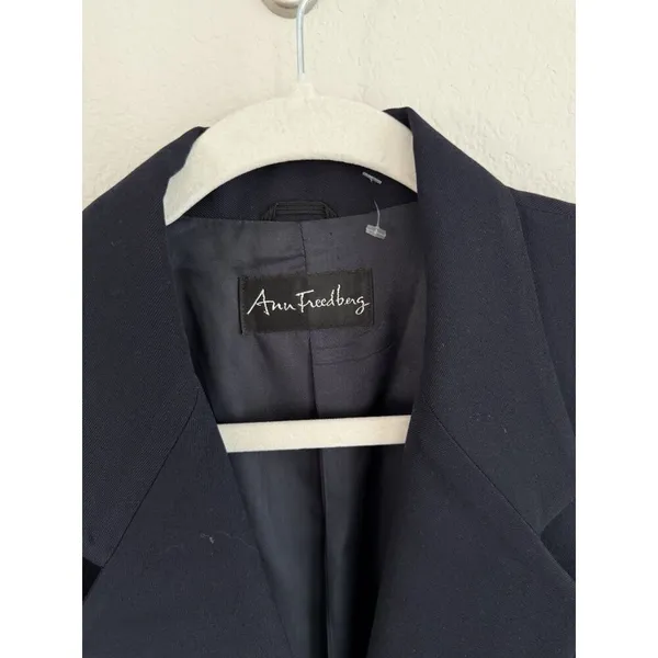 Ann Freedberg Vintage‎ Blazer Women's Size 6 Navy Crawford Wool USA Preppy - Image 4