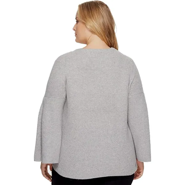 NWT Womens Plus Size 2X Vince Camuto Gray Midweight Bell Sleeve Ribbed Sweater - Image 3