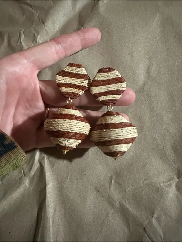 NWT Tuckernuck Raffia stripe lantern earrings - Image 2