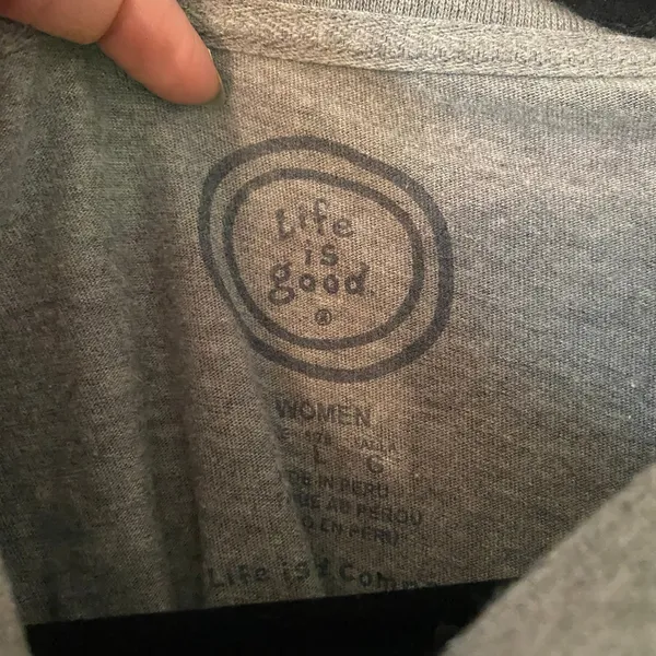 Life Is Good Gray Long Sleeve Tee Winter Ski Snow Loungewear Women's size Large - Image 2