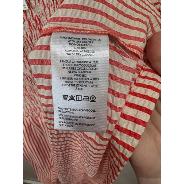 Maeve Margie Smocked Striped Mini Dress NWT Red Cream Sz XL - Image 7
