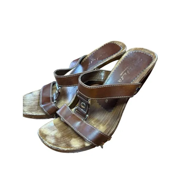 Italian Shoemakers Contesa‎ Wood Look Wedge Brown Sandals Sz 6 Made In Italy - Image 4