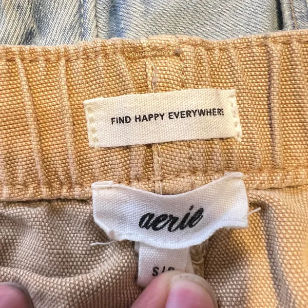 704 |‎ Aerie Utility Cargo Shorts Women's Small Tan Drawstring Relaxed Boho - Image 3