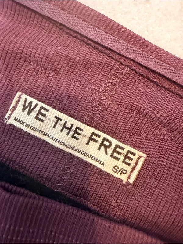NWOT We The Free Size S Free People Ribbed V-Neck Long Sleeve Fitted Top Raw Hem - Image 10