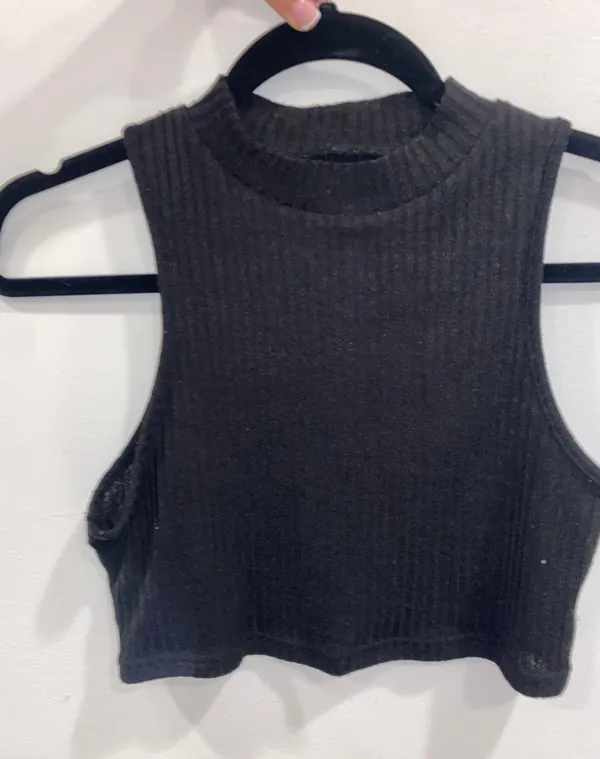 Amazon Black Cropped Mock Neck Tank Top - Image 3