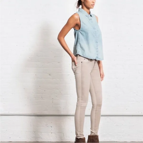 Rag & Bone The Hyde Lamb Leather Panel Pant in Nude Size 26 - Image 3