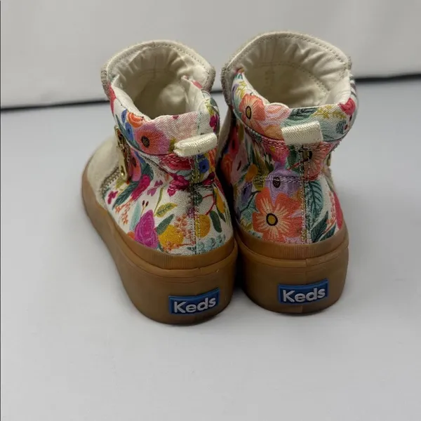 Rifle Paper Co x Keds Cooper Suede Zip Bootie Garden Party SZ 5.5 Tan Floral - Image 4
