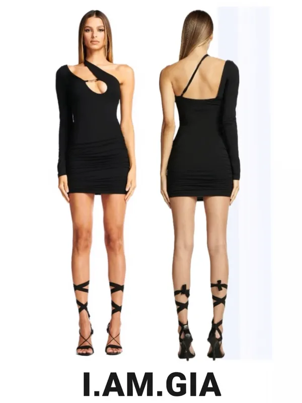 I.AM.GIA Silene One Shoulder Cut Out Ring Detail Bodycon Mini Dress in Black S - Image 2