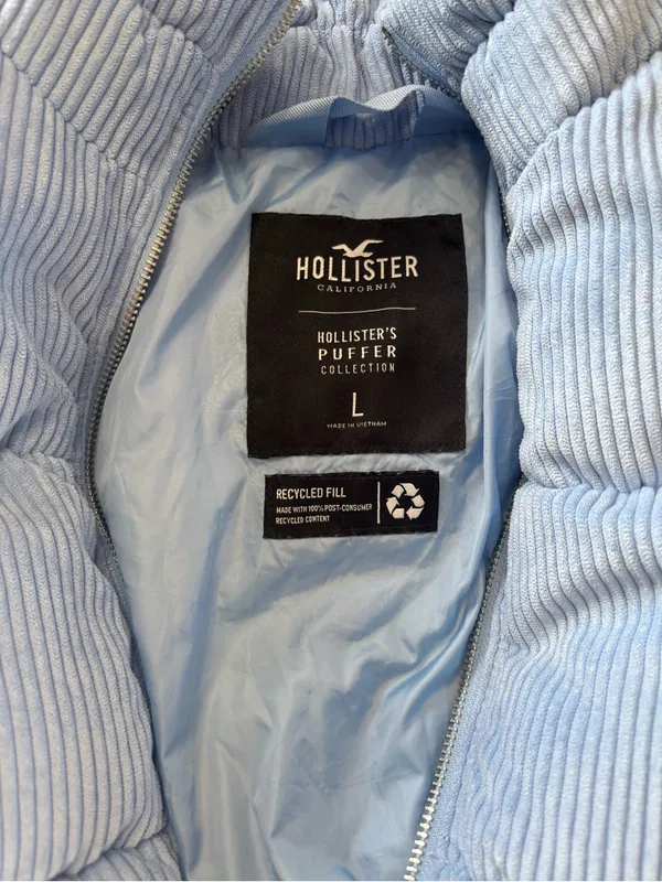 Hollister Sky Blue Corduroy Puffer Jacket - Image 4
