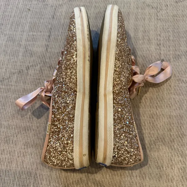 Keds x Kate Spade Champion Rose Gold Glitter Sneakers Size 9 - Image 7