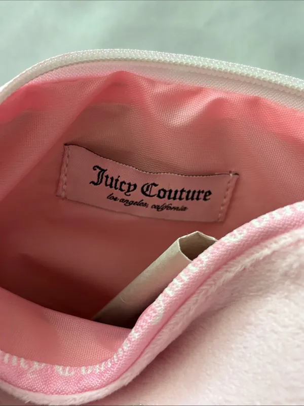 Juicy Couture Pink Velour Rhinestone Crown Cosmetic Pouch Bag - Image 6