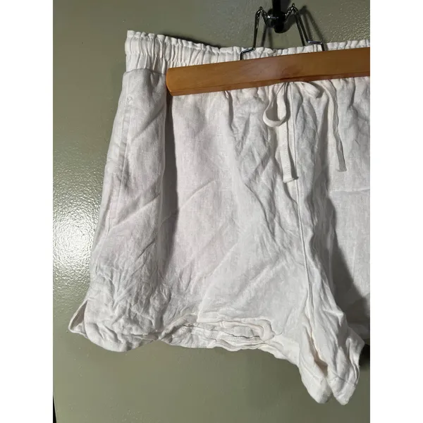 Stradivarius Women's Size Small Shorts Pull On Elastic Tie Waist Pockets White - Image 2