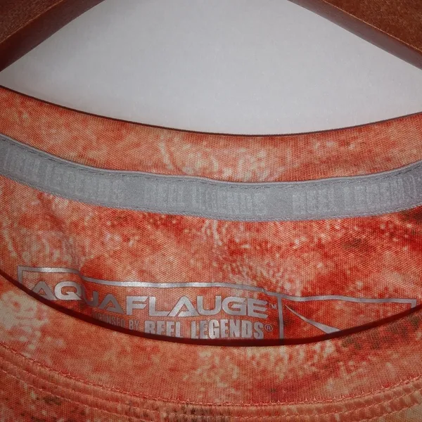 Reel Legends Aquaflauge S Fishing Orange Rash Guard Top - Image 9