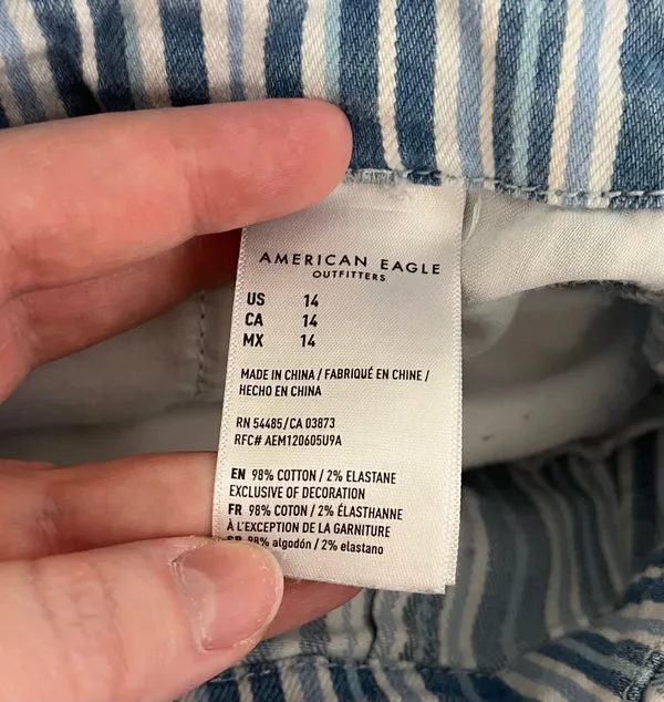 striped paper bag waist mom shorts size 14 - Image 11