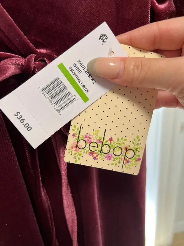Bebop Wine Colored Velvet Dress - Image 4