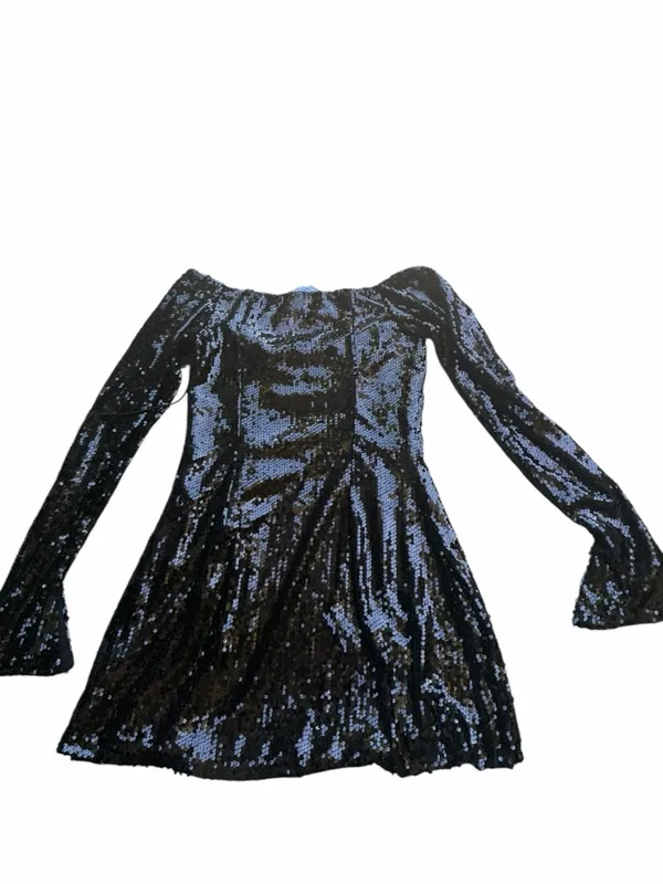 NEW Oh Polly Black Off-Shoulder Sequin Mini Dress Bustier Long sleeve birthday - Image 9
