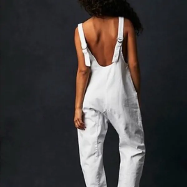 Free People High Roller Jumpsuit in White Denim Size XS - Image 2