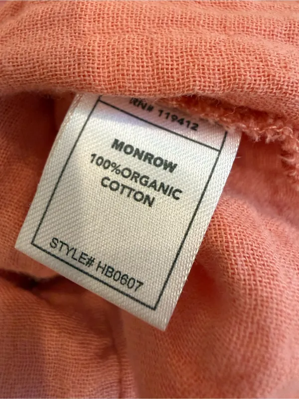 MONROW‎ Gauze Drawstring Pants Faded Coral Organic Cotton Pull On - Image 6