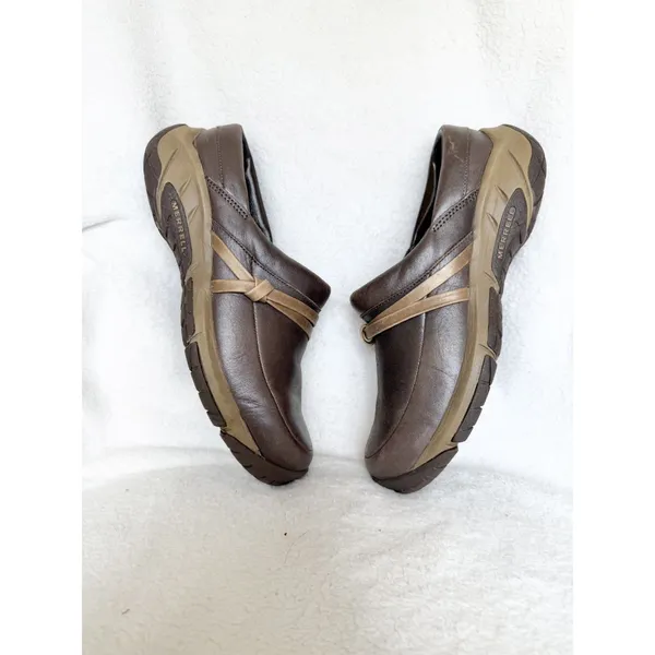Womens shoes comfort flats slip clogs work merrell bracken 7.5 career brown tan - Image 5