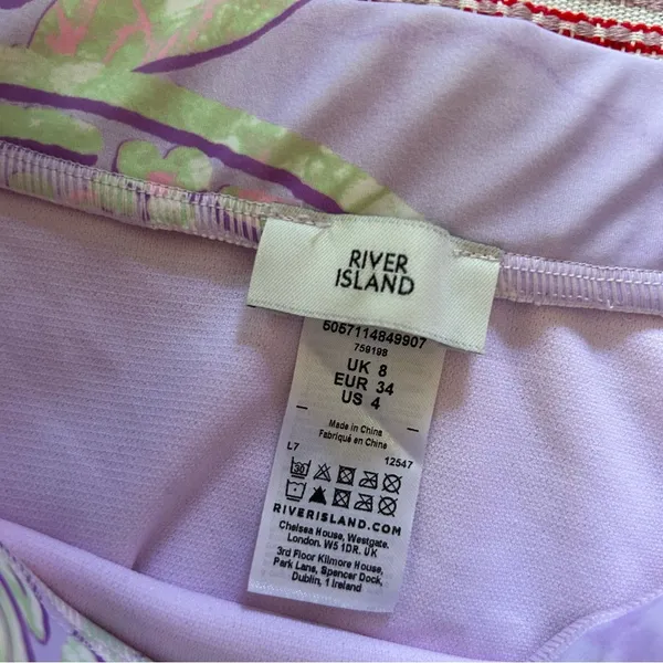 River Island Swim‎ Bikini Bottom Lilac Paisley Print Pink Pattern NWT US Size 4 - Image 2